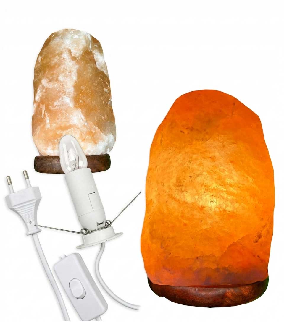 Himalaya Kristall Salzlampe – Handgefertigtes Naturprodukt mit Holzsockel
