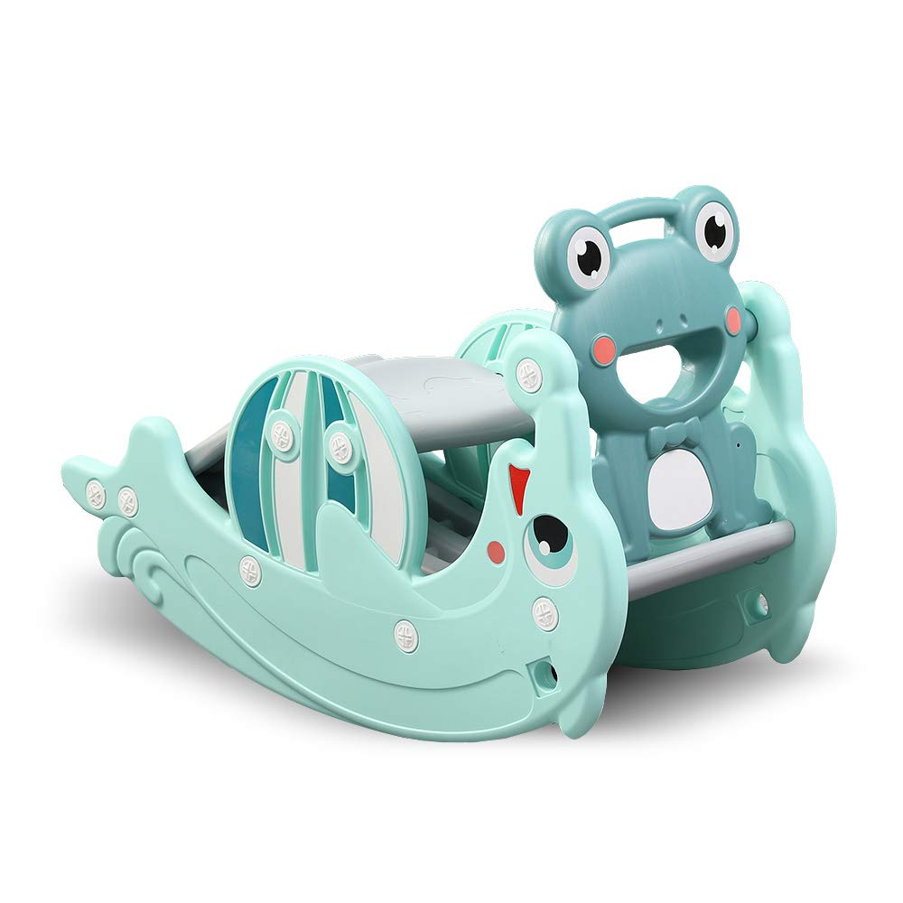 Clamaro Delphin 2in1 Kinder Rutsche & Wippe, Basketballkorb, Mint