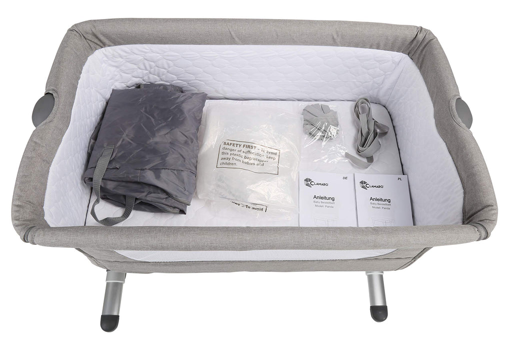 Baby Beistellbett 3in1 mit Matratze, 4-fach höhenverstellbar, klappbar Clamaro