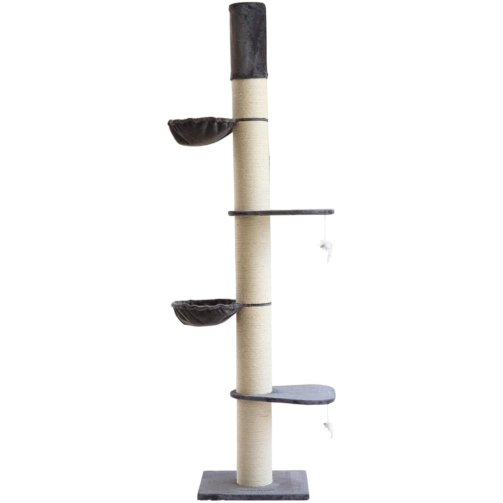 Katzenbaum deckenhoch XXL höhenverstellbar 240-275cm, Kratzbaum Grau (B-Ware)