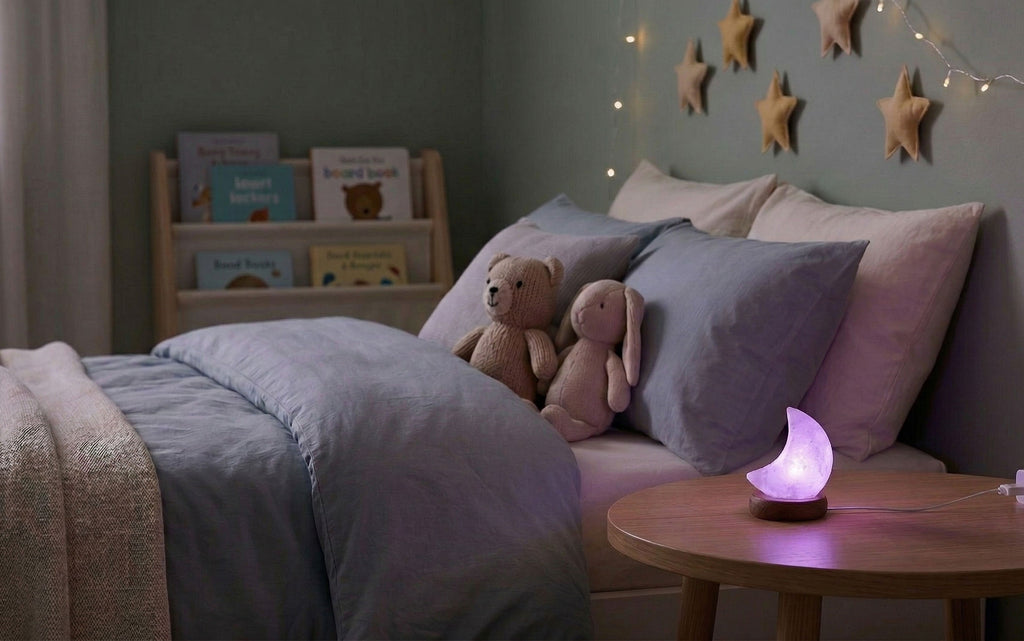 Himalaya Salzlampe Mond RGB Rosa USB, ca. 650g mit Holzsockel