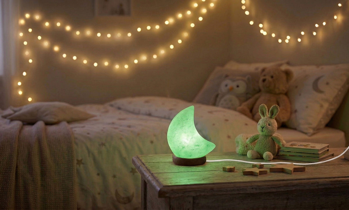 Himalaya Salzlampe Mond RGB Rosa USB, ca. 650g mit Holzsockel