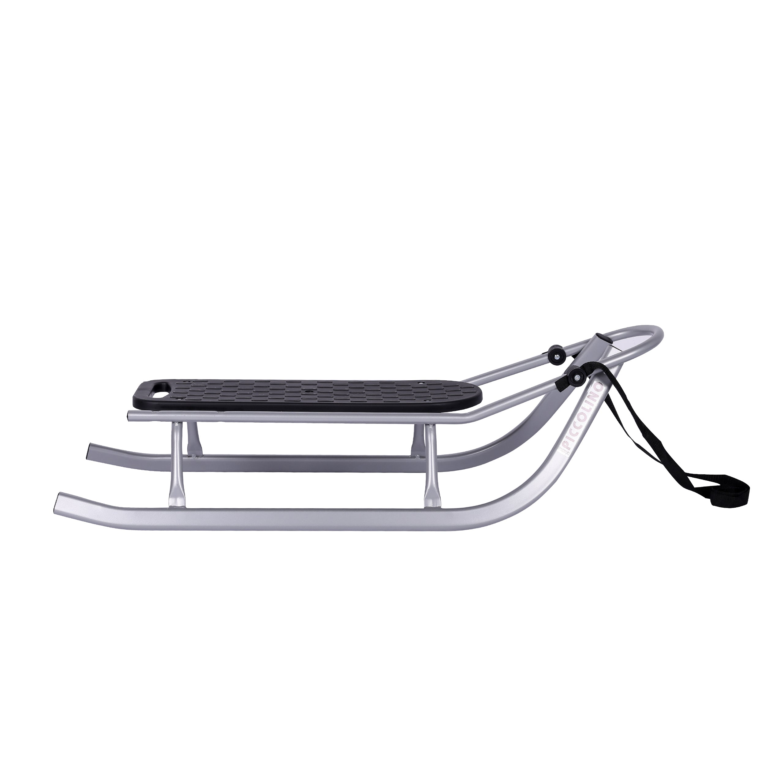 Schlitten Rennrodel mit Schiebestange, Silber, bis 80 kg CLAMARO Piccolino