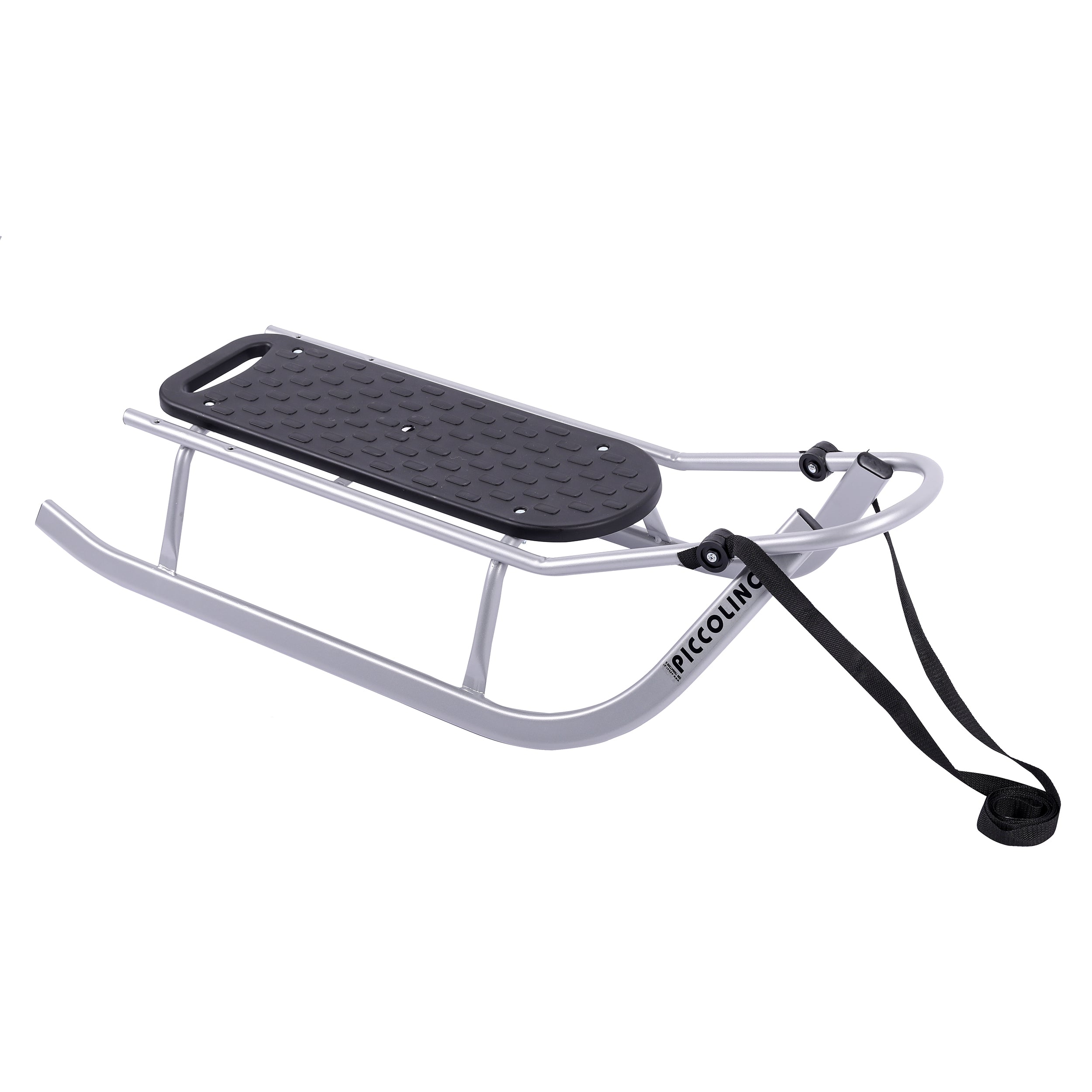 Schlitten Rennrodel mit Schiebestange, Silber, bis 80 kg CLAMARO Piccolino