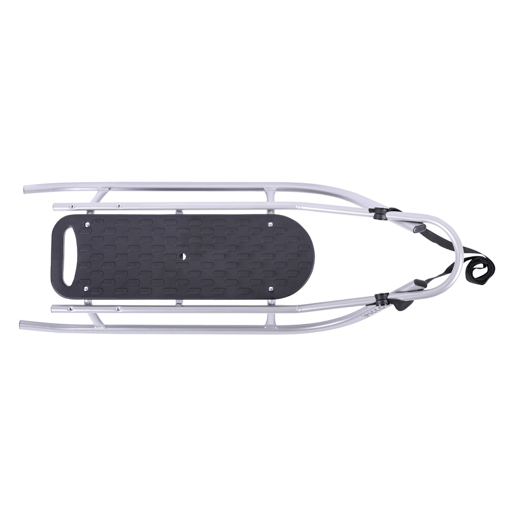 Schlitten Rennrodel mit Schiebestange, Silber, bis 80 kg CLAMARO Piccolino