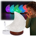 Himalaya Salzlampe Mond RGB Rosa USB, ca. 650g mit Holzsockel