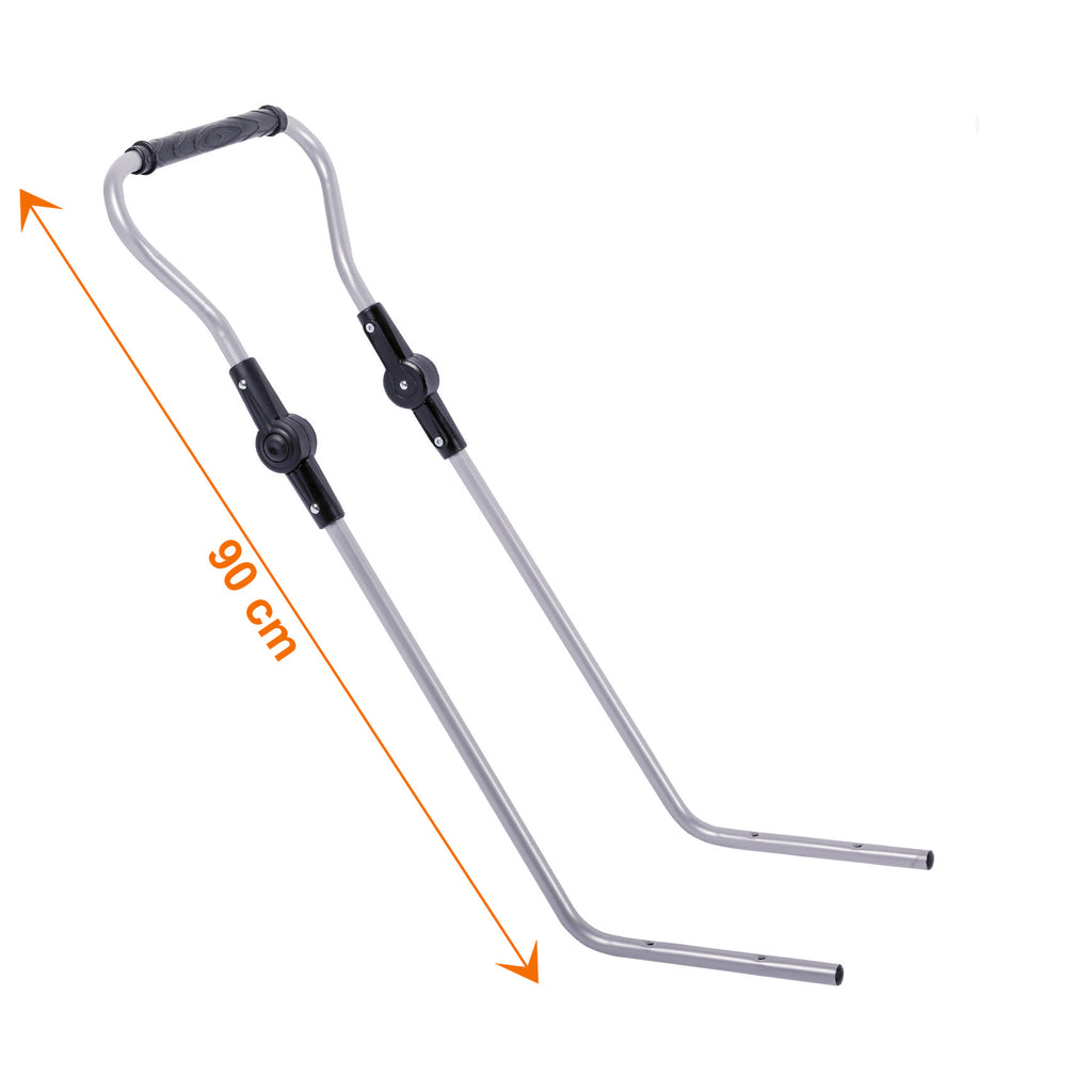 Schlitten Rennrodel mit Schiebestange, Silber, bis 80 kg CLAMARO Piccolino
