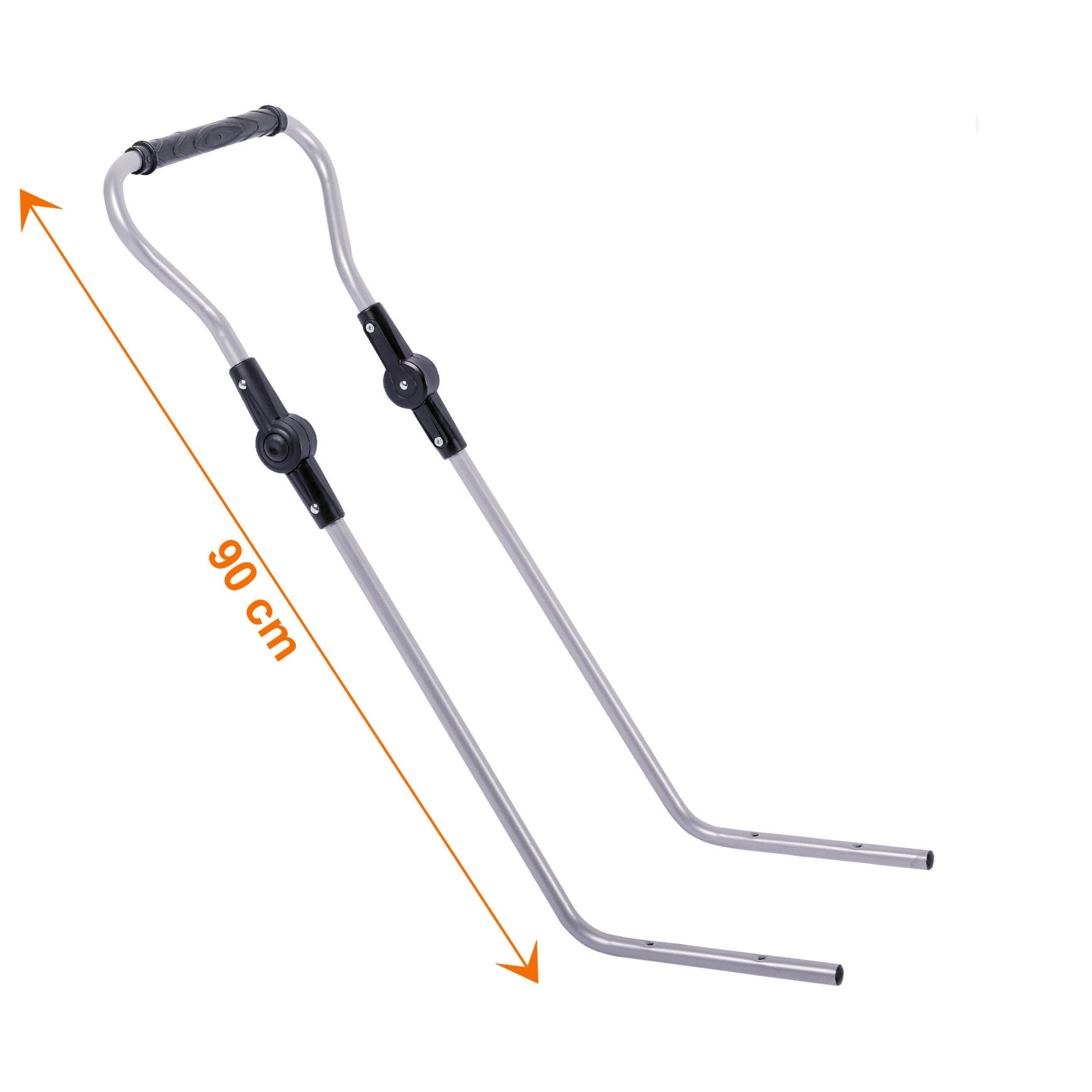 Schlitten Rennrodel mit Schiebestange, Silber, bis 80 kg CLAMARO Piccolino