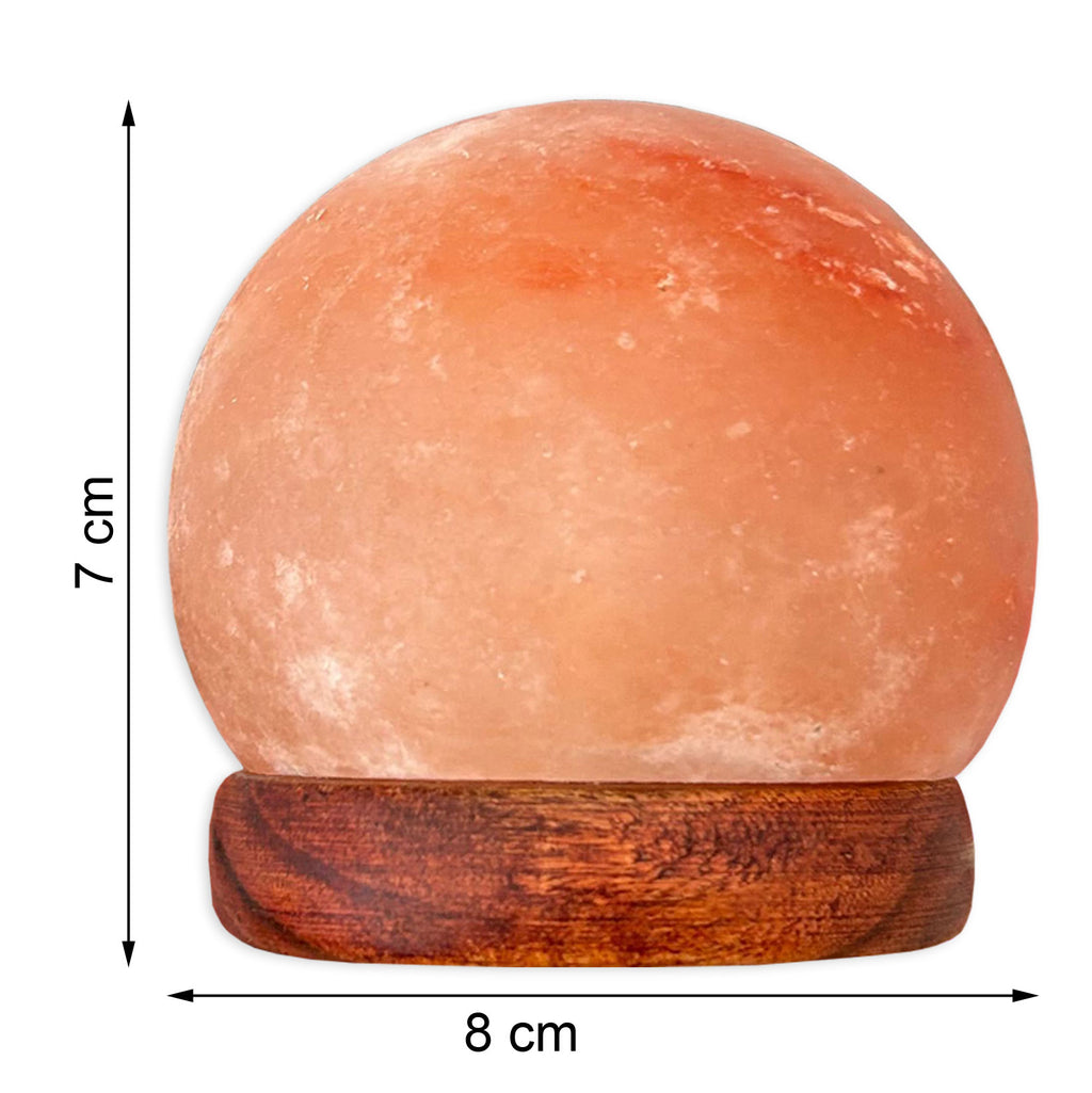 Himalaya Salzlampe Mini Kugel Rosa USB, ca. 650g mit Holzsockel